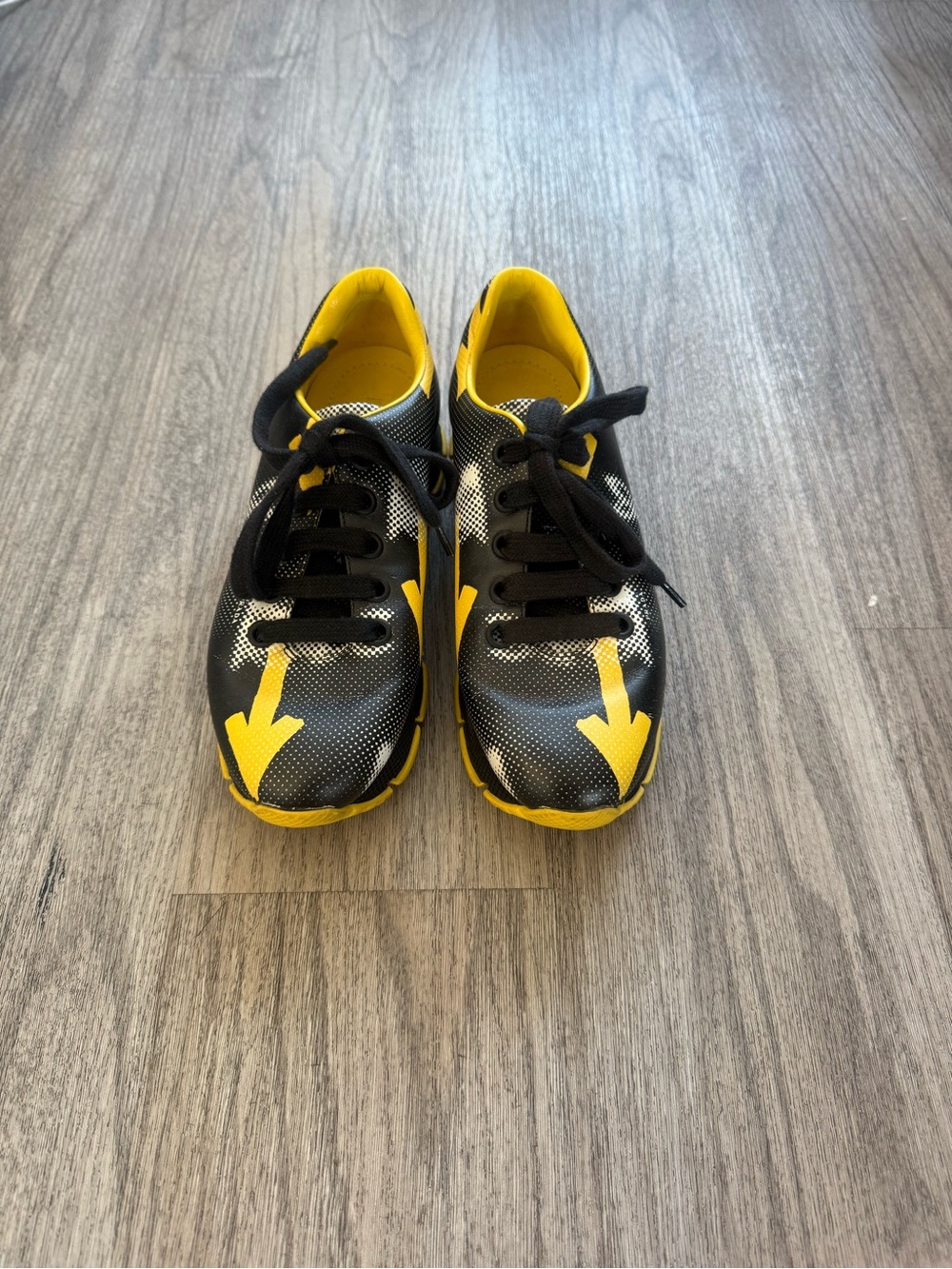 Prada Women’s Black & Yellow Arrow Sneakers - Lightweight Comfort